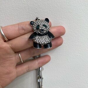 Betsy Johnson Panda Rhinestone Necklace